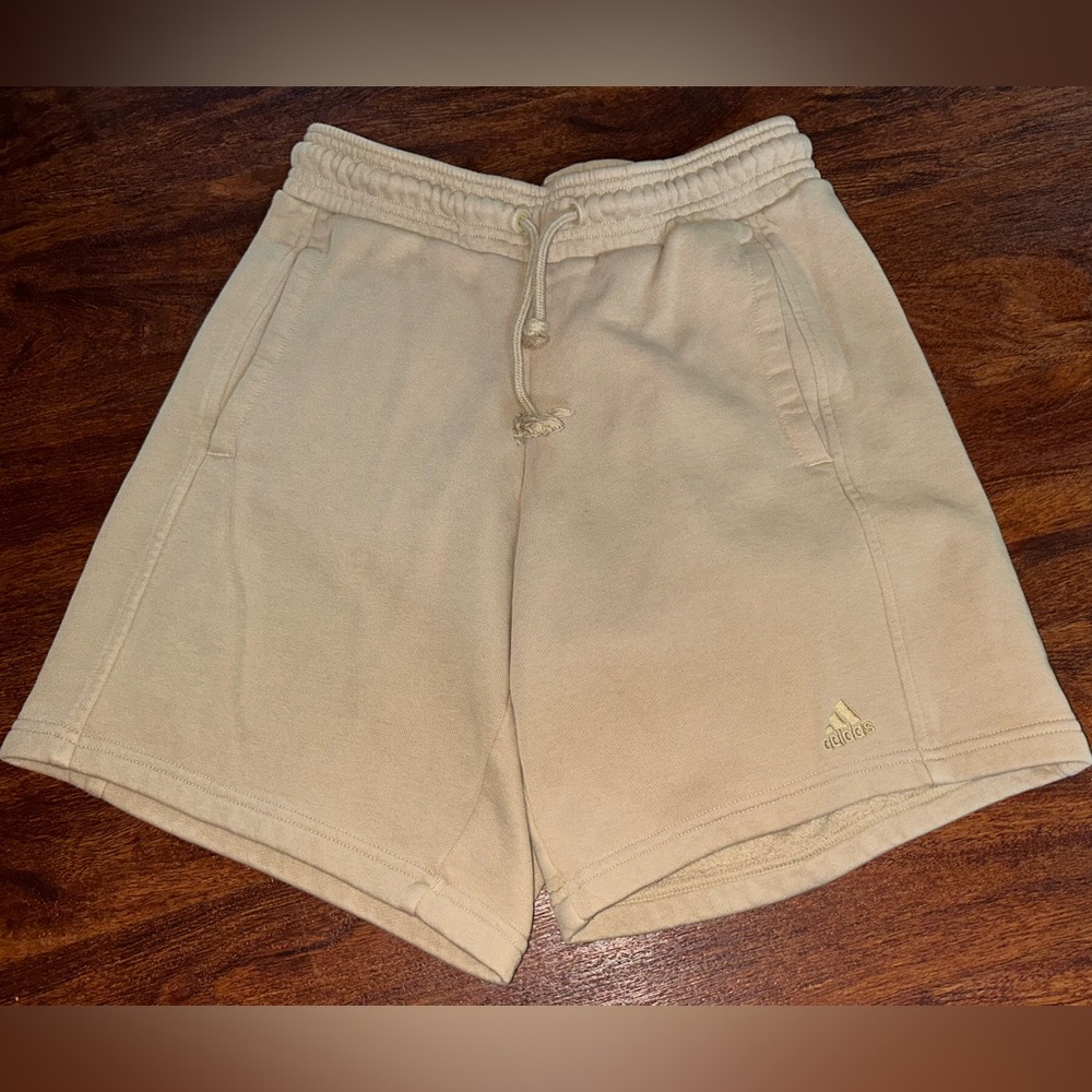 Adidas Tan Athletic Shorts with Elastic Waistband